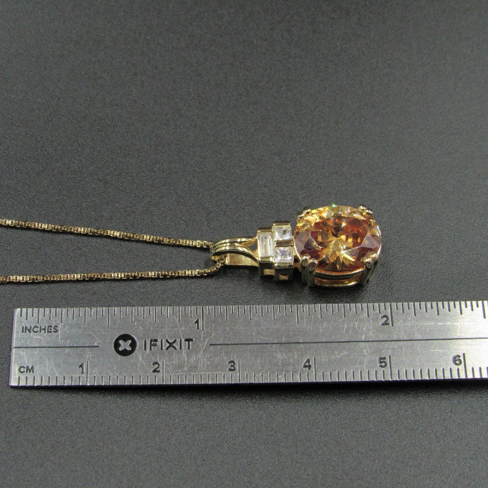 18" Sterling Vermeil Cubic Zirconia Necklace - Picture 5 of 6